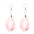 Irregular hollow drop shape earrings with pale pink colour stones on silver coloured hooks