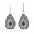 Bohemian styled teardrop earrings on hooks with diamantes and teal, navy and orange details