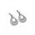 Double teardrop earrings on rectangular stud - silver coloured