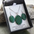 New Zealand Greenstone oval earrings and pendant set with silver plating