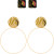 Set of 2 pairs of earrings with pohutukawa design  - square black studs and hoops from round gold colour studs