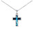 New Zealand paua shell cross pendant with crystals on chain necklace