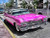 Hot Pink Cadillac on retro style tin sign