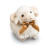 Fluffy standing NZ sheep soft toy with gold coloured ribbon