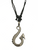 Pewter fish hook pendant with serrated edge on black cord