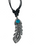 Pewter Feather Necklace With Blue diamante