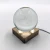Shark etched into glass crystal ball on wooden base