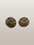 Round wooden earrings with bronze colour tribal design