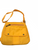 Bright yellow shoulder bag with two zipped compartments and front pocket