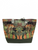 Zip close green canvas tote bag with jungle design