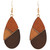 Wooden teardrop earrings with mosaic design