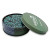 Set of six New Zealand kōwhaiwhai coasters with a storage tin
