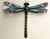 Metal Wall hanging dragonfly with blue tones (33cm x 27cm)