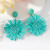 Raffia flower earrings - bright blue with green stud
