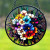 round hanging coloured glass floral posie