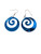 NZ made acrylic koru earrings on hooks - mirror light blue