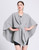 Warm winter cape shawl with pull through fastener, light grey