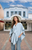 baby blue winter cape shawl with pull through fastener