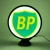 BP logo on LED lamp with light on