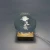 Single Rose etched in crystal ball on wooden base LED lamp on