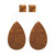 Brown square stud and koru floral teardrop earrings, set of two pairs