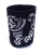 Black can cooler with silver tattoo design