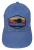 Blue cotton cap with embroidered kiwi and colourful stripe design