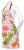 Pink NZ wine regions map apron on mannequin with grapes, kiwi birds and purple neck strap