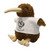 Brown NZ kiwi bird soft toy wearing a grey Caffeinated Kiwi hoodie