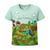 Pale aqua children’s NZ T-shirt with kiwi, pūkeko and tuatara