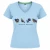 Light blue women’s NZ T-shirt with colourful geometric native birds