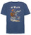 Blue children's New Zealand T-shirt with a racing kiwi riding a motorbike