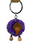 Purple New Zealand kiwi pom-pom keyring with wooden kiwi face and two dangly legs