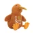 sitting Soft Toy brown Kiwi with gold beak and I heart NZ, measurers approx 23cm