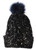 2 tone Textured beanie with fleece lining and fur ball pompom