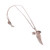 Pink Rose Gold Long pendant  Necklace with angel wing and stars