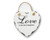 heart shaped hanging sign - Love is the key to happiness (comes in white or silver grey)