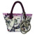 Key ring - purple handbag with Paris monuments and floral design