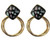 Gold colour hollow circle earrings with square stud with paua shell pieces