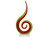 24cm Glass Hook Koru Dark green and red