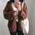 Loose long sleeved knit sweater cardigan jacket (M or L - Brown or Pink)