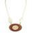 matt gold on caramel brown oval short chain necklace