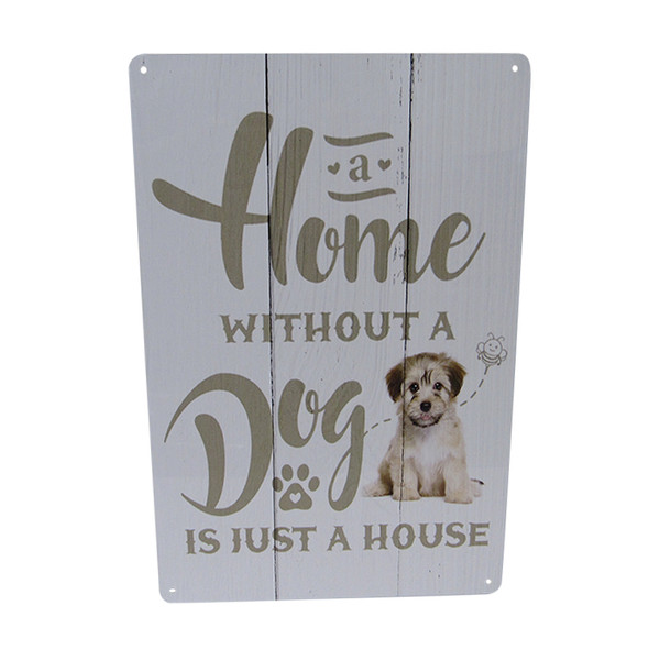 Retro Vintage Style Tin Plaque -Home without a dog
