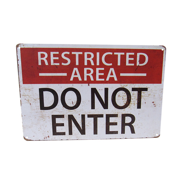 Retro Vintage Style Tin Plaque - Restricted Area