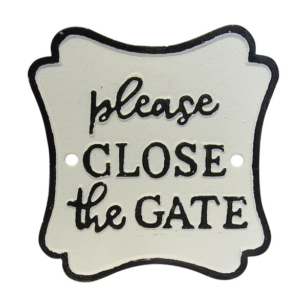 cast iron sign - Please Close the Gate