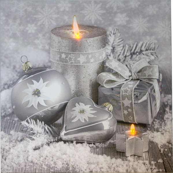 Picture of Silver Christmas decorations LED light pic - 40cm x 40cm