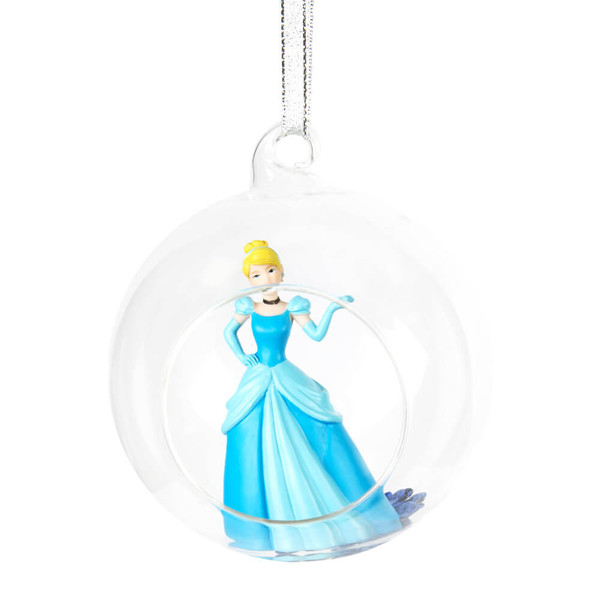 Disney Princess Christmas 3D Glass bauble with handpainted Cinderella figurine