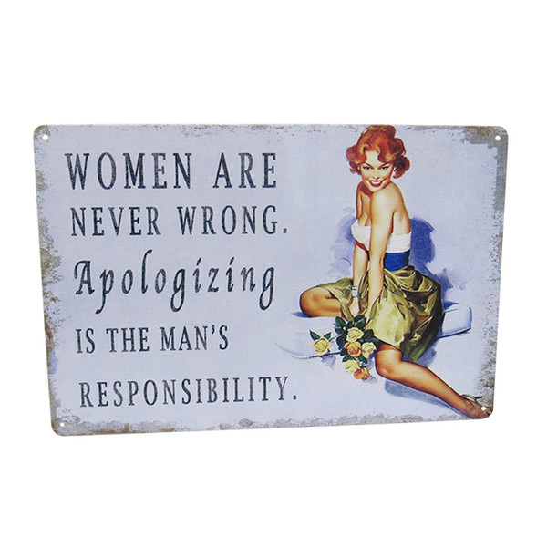 Retro Vintage Style Tin Plaque - Women Never wrong