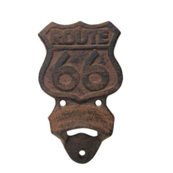 cast iron route 66 wall mounted bottle opener