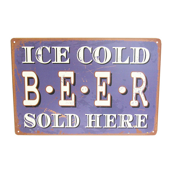 vintage style tin sign - Ice Cold BEER sold here